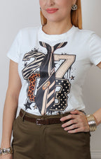 Blusa blanca regular Boutiquemirel con estampado gráfico delantero