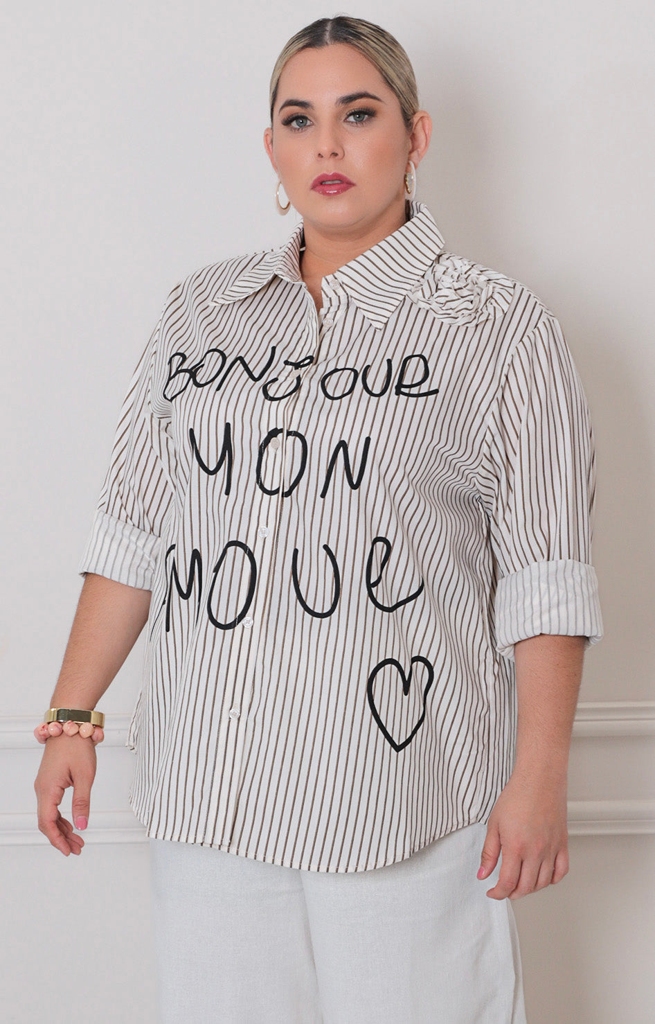 blusa de rayas estampado - BLUSAS CURVY Boutiquemirel 
