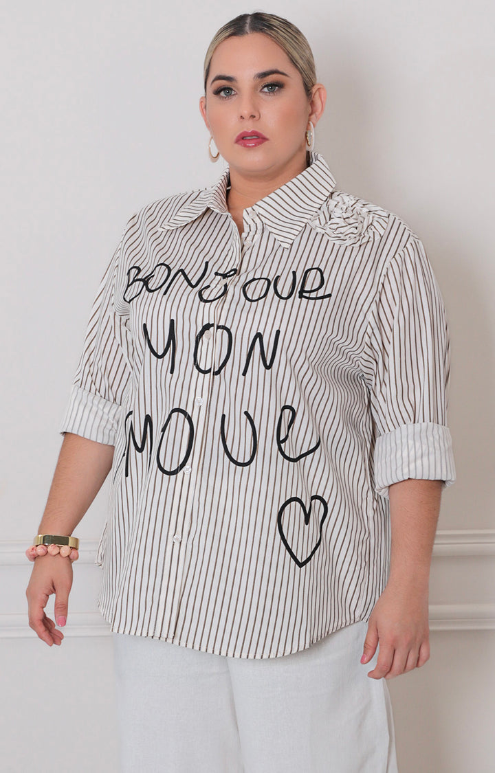 blusa de rayas estampado - BLUSAS CURVY Boutiquemirel 