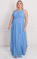 Vestido azul halter - VESTIDO LARGO CURVY Boutiquemirel 
