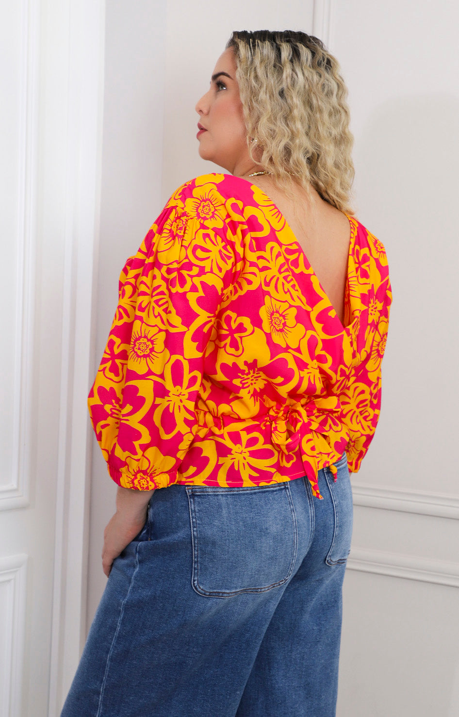 Blusa fucsia estampada