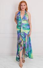 Vestido halter multicolor - VESTIDO LARGO REGULAR Boutiquemirel 