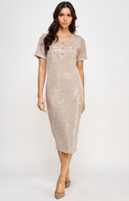 Vestido beige lentejuela - VESTIDO Boutiquemirel 