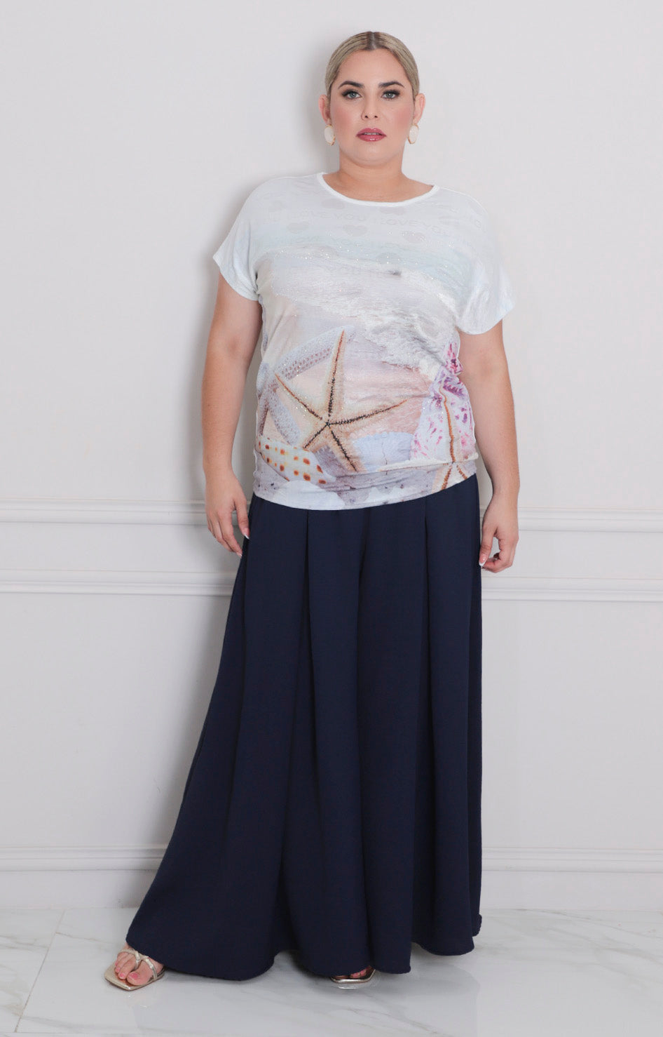 Blusa blanca estampada - BLUSA CURVY Boutiquemirel 