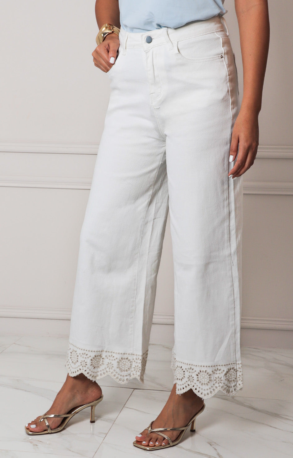 Pantalòn blanco recto - PANTALON MEZCLILLA REGULAR Boutiquemirel 