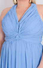 Vestido azul halter - VESTIDO LARGO CURVY Boutiquemirel 