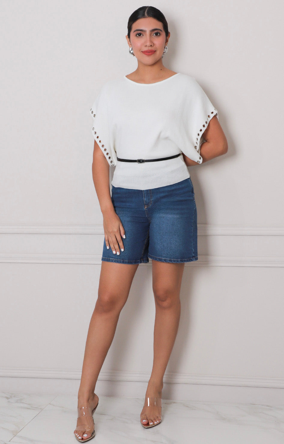 Blusa blanca con cinturon - BLUSAS REGULAR Boutiquemirel 