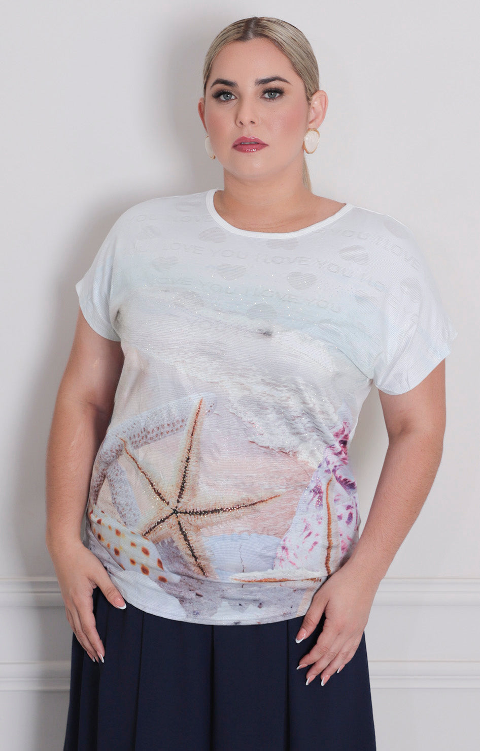 Blusa blanca estampada - BLUSA CURVY Boutiquemirel 