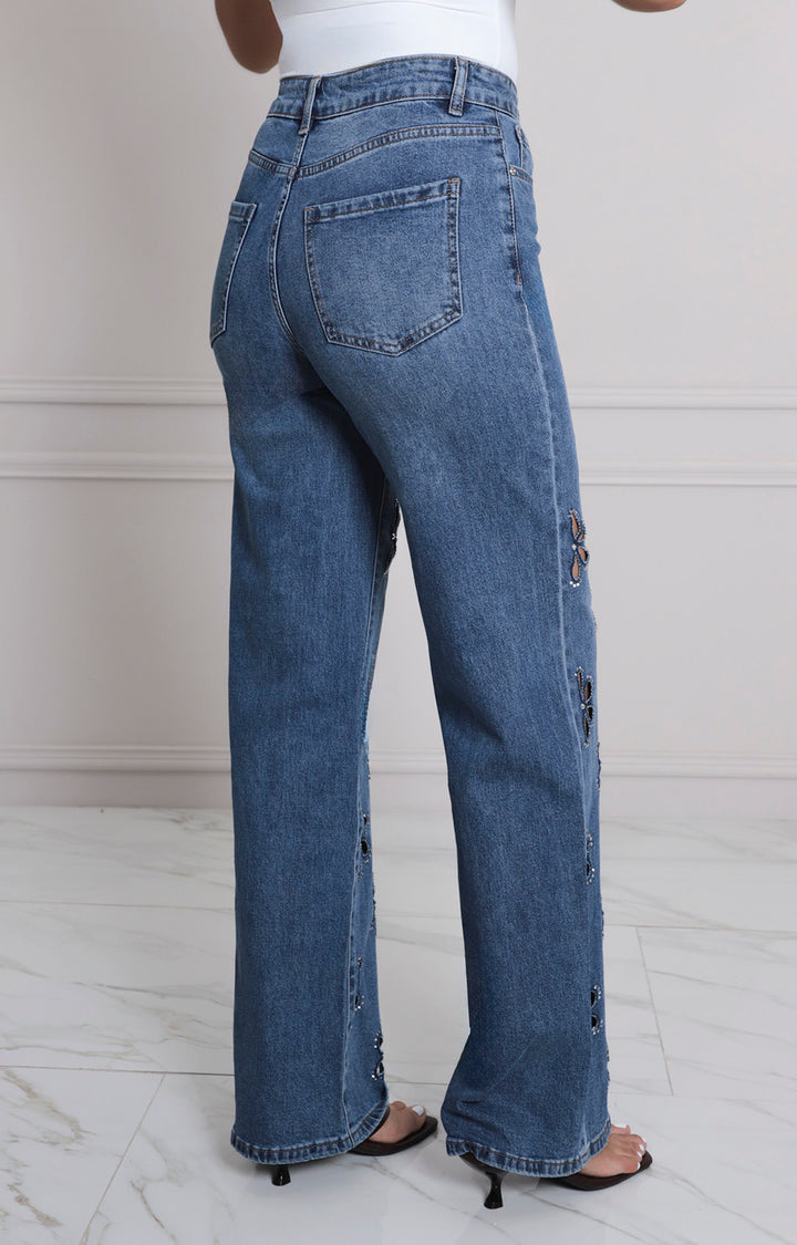 Pantalòn de mezclilla con bordado - PANTALON MEZCLILLA REGULAR Boutiquemirel 