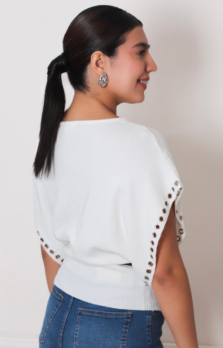 Blusa blanca con cinturon - BLUSAS REGULAR Boutiquemirel 