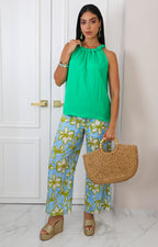 Pantalón azul estampado
