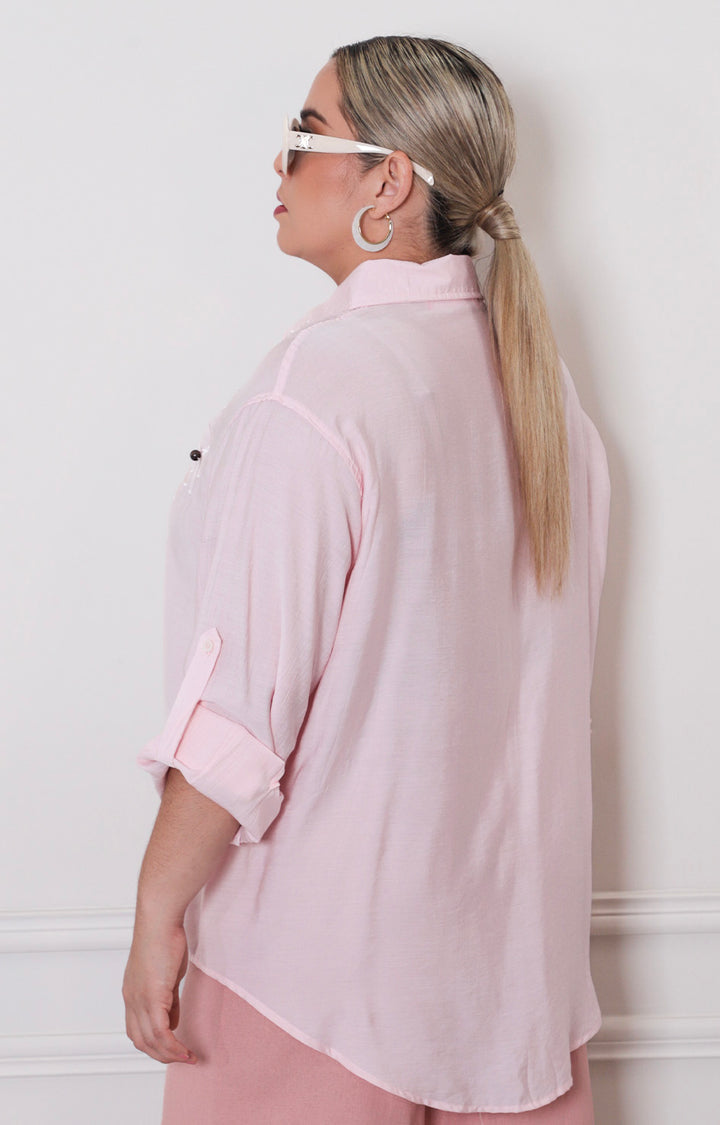 Blusa beige con manga larga - BLUSAS CURVY Boutiquemirel 