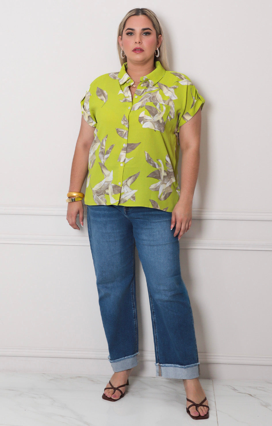 Blusa verde estampada - BLUSAS CURVY Boutiquemirel 
