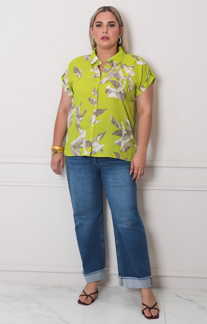 Blusa verde estampada - BLUSAS CURVY Boutiquemirel 