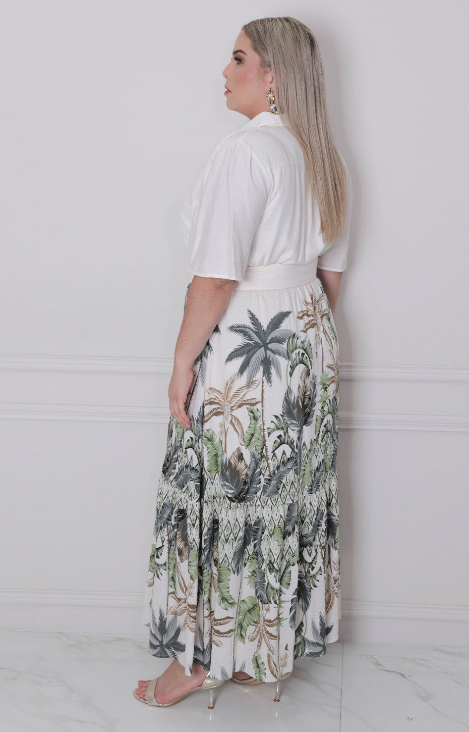 Vestido beige estampado con cinturòn - VESTIDO CORTO CURVY Boutiquemirel 