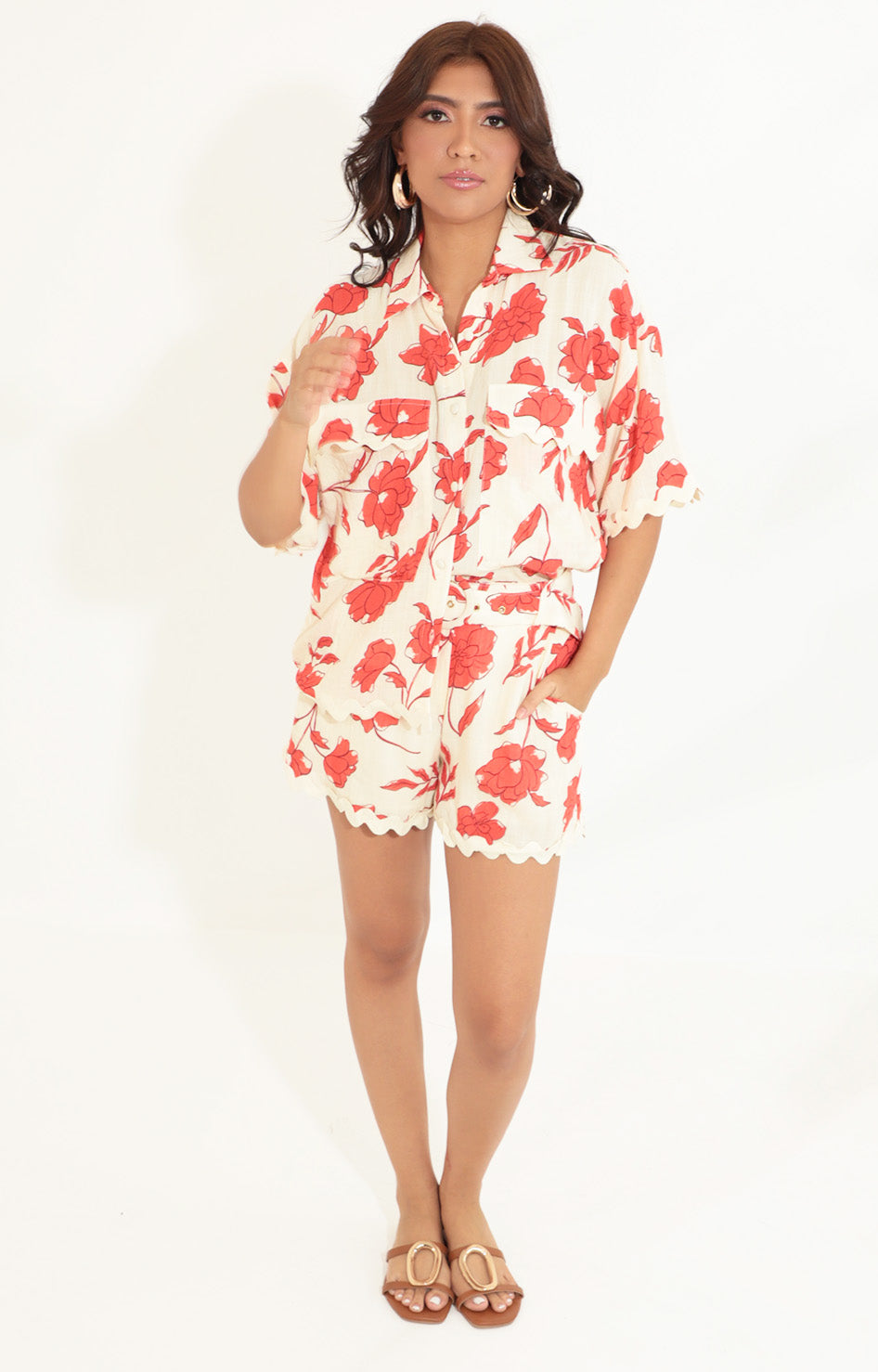 Conjunto beige con flores - CONJUNTO Boutiquemirel 