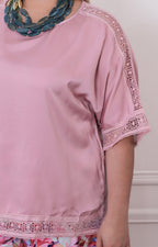 Blusa lisa con bordado - BLUSAS CURVY Boutiquemirel 