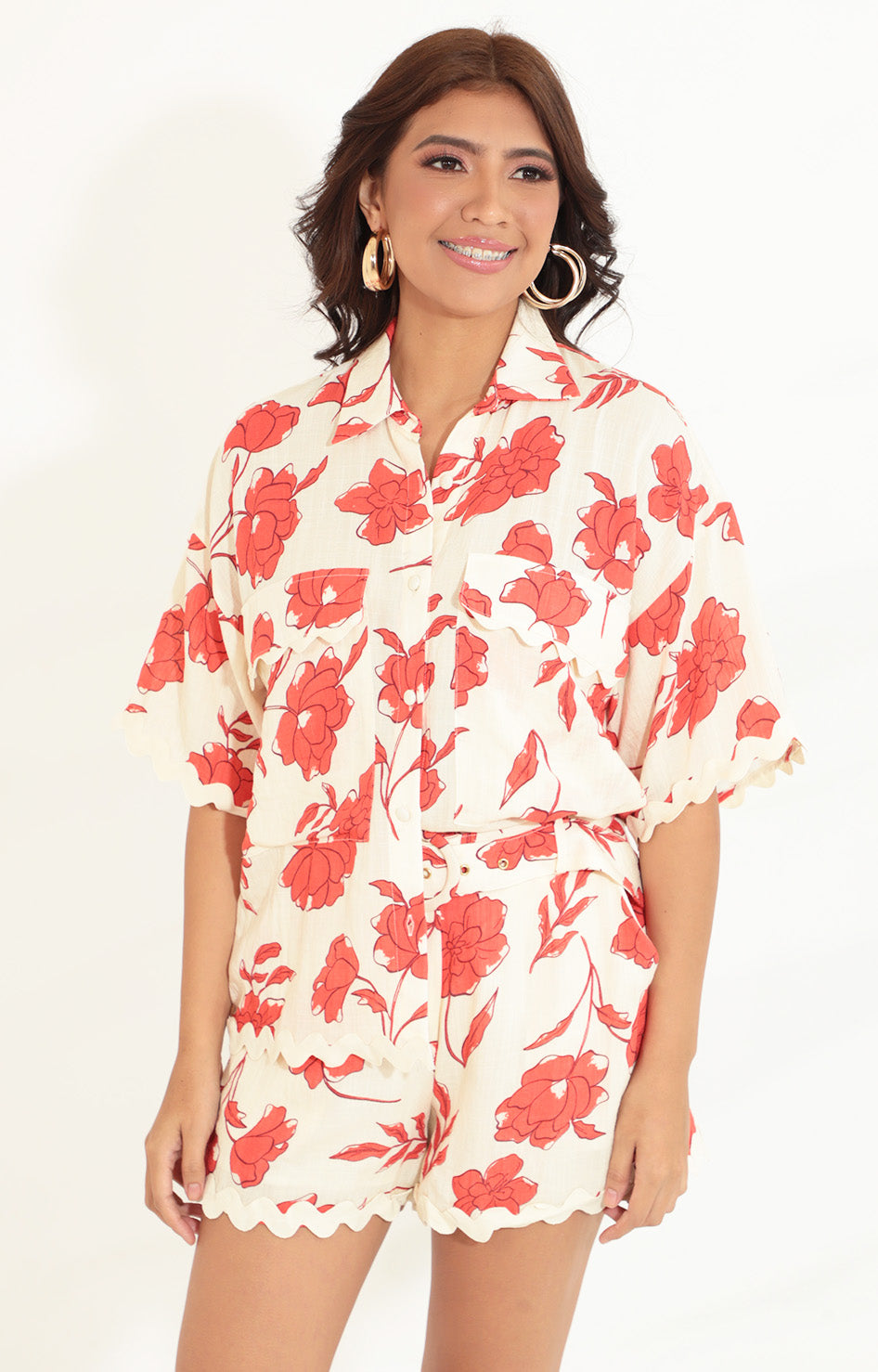 Conjunto beige con flores - CONJUNTO Boutiquemirel 