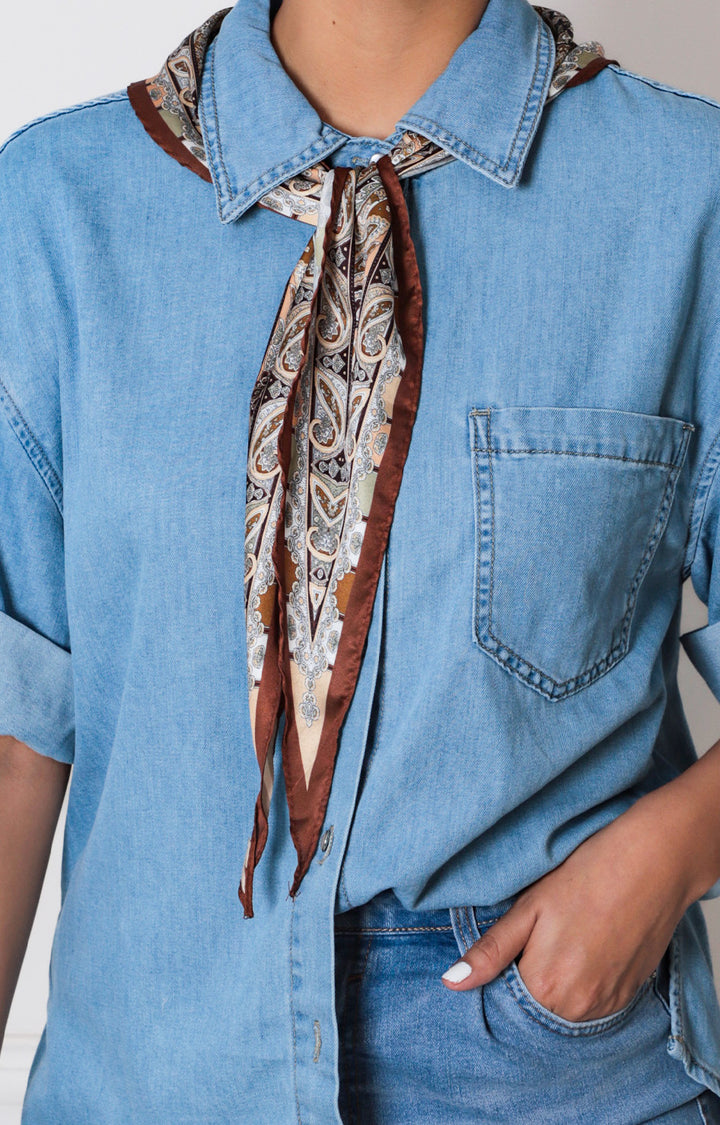 Blusa denim con mascada - BLUSAS REGULAR Boutiquemirel 