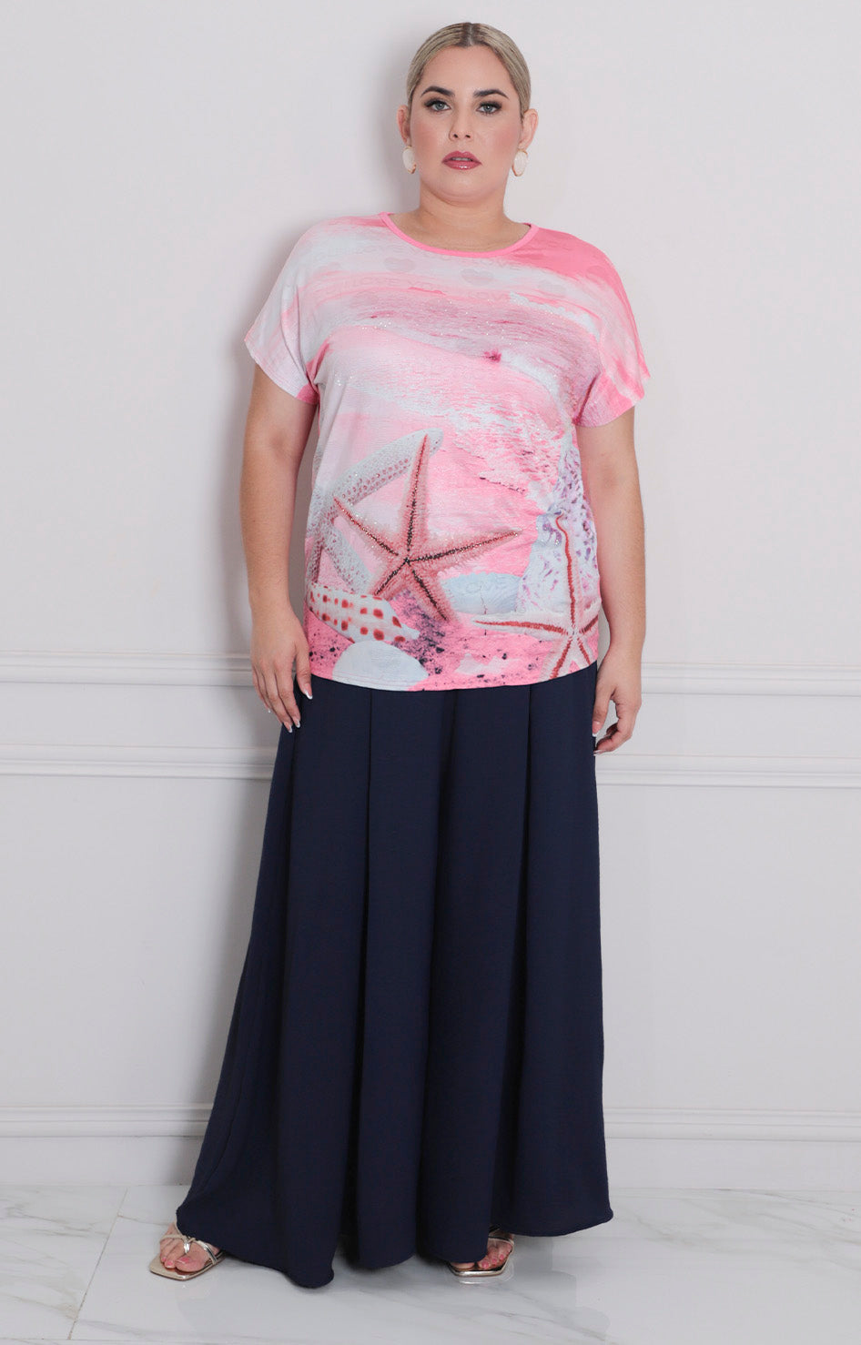 Blusa fucsia estampada - BLUSA CURVY Boutiquemirel 