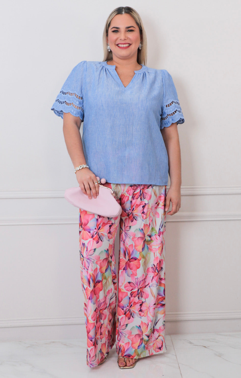 Blusa lisa con detalle - BLUSAS CURVY Boutiquemirel 