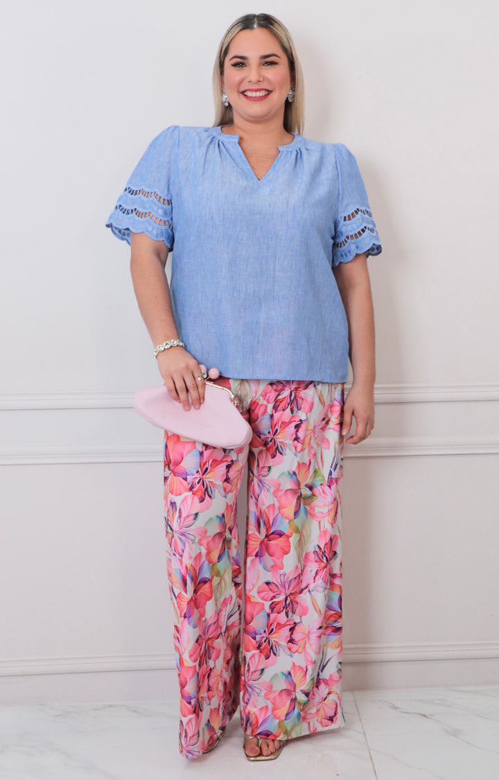 Blusa lisa con detalle - BLUSAS CURVY Boutiquemirel 