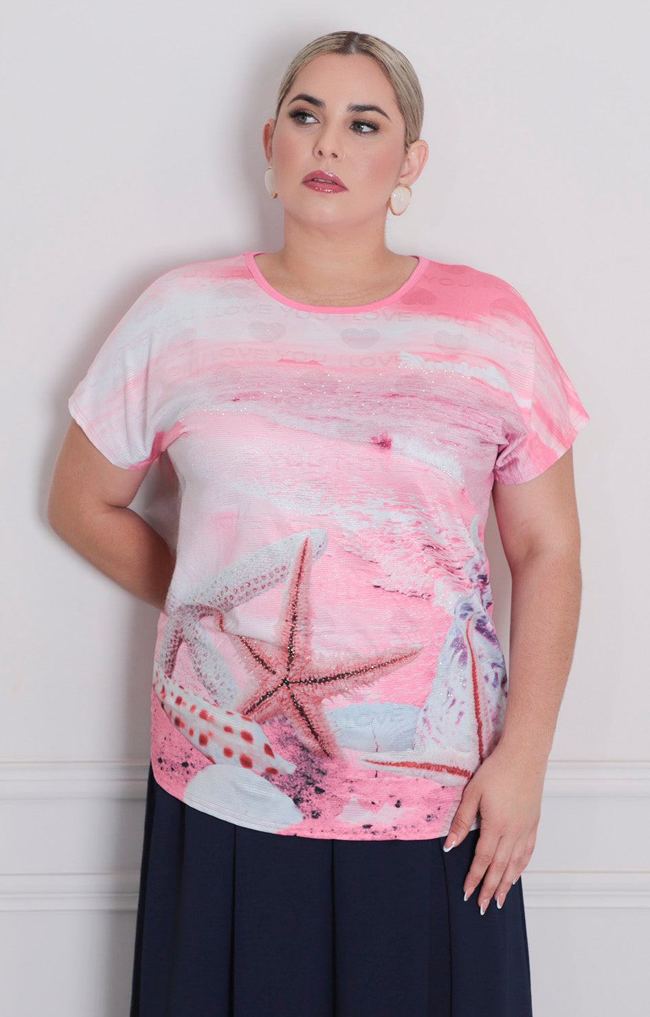 Blusa fucsia estampada - BLUSA CURVY Boutiquemirel 