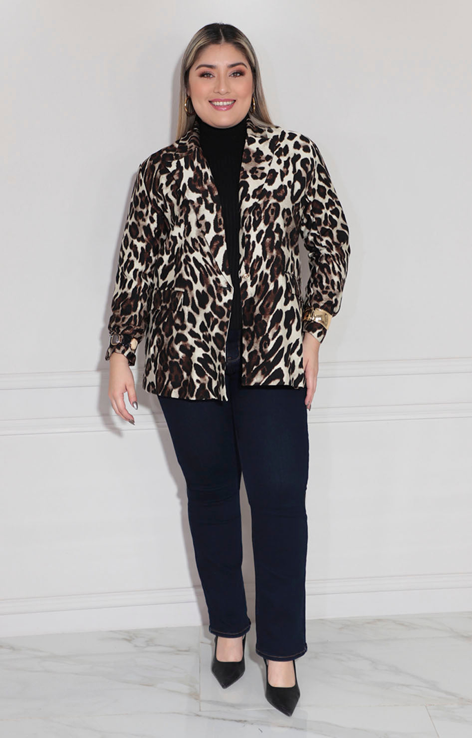 Saco beige estampado