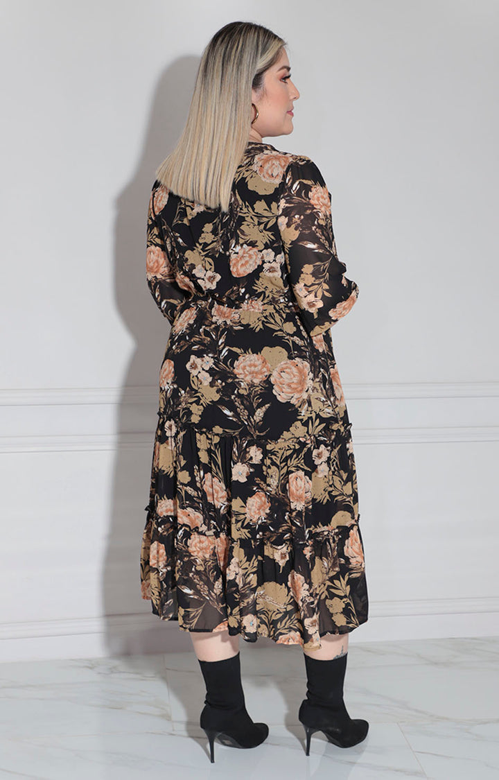 Vestido negro con flores