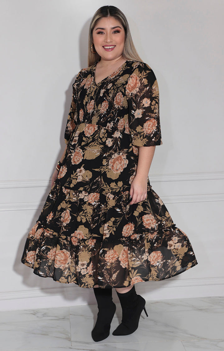 Vestido negro con flores