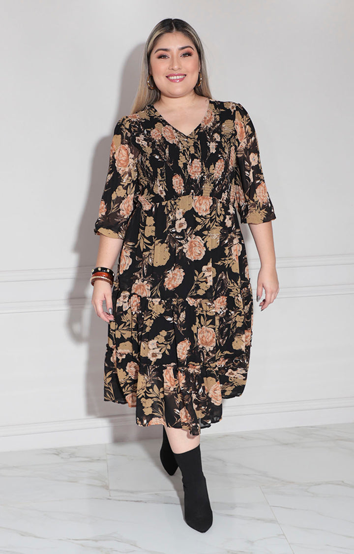 Vestido negro con flores