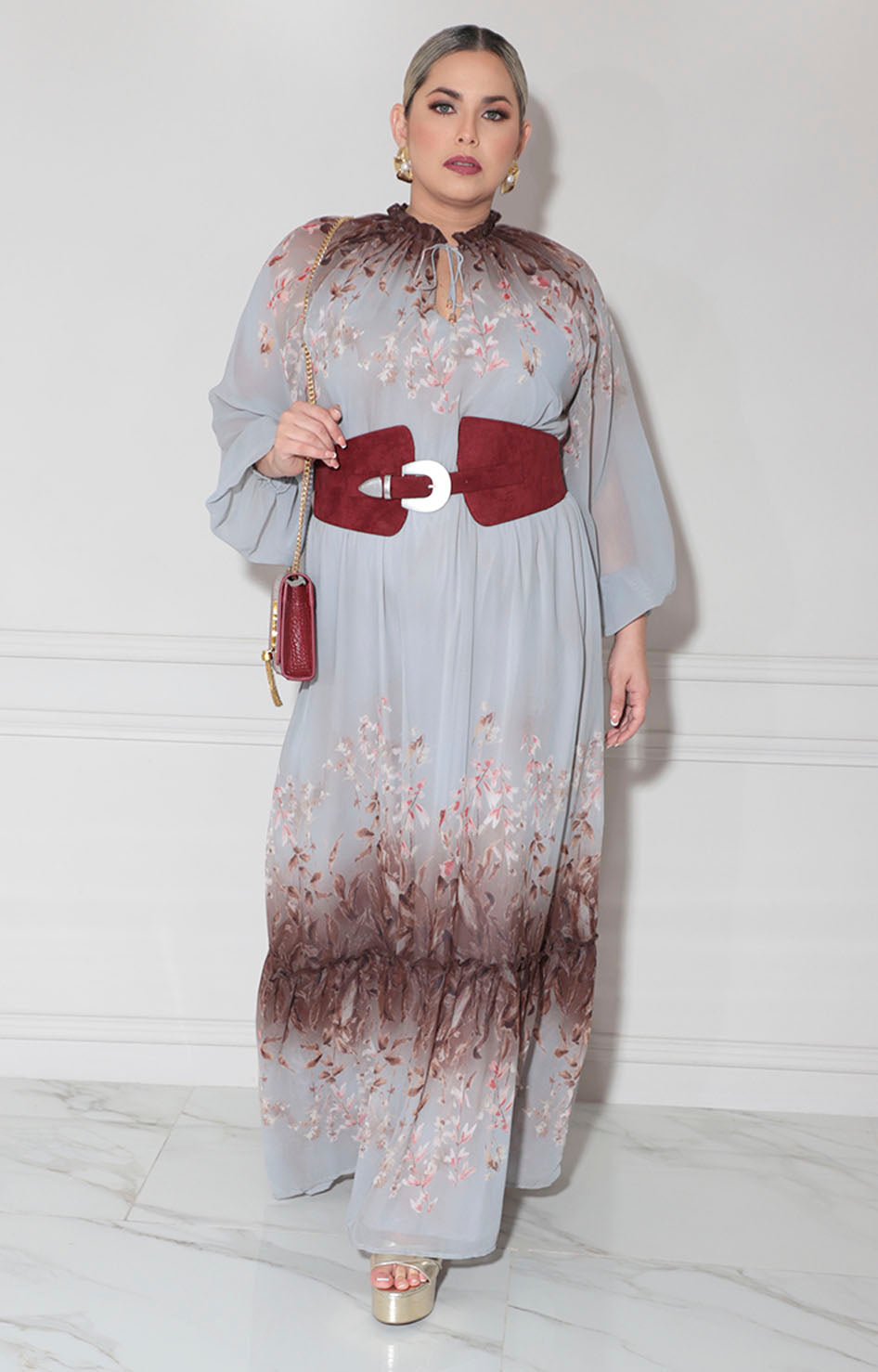 Vestido gris con flores - VESTIDO XL Boutiquemirel 