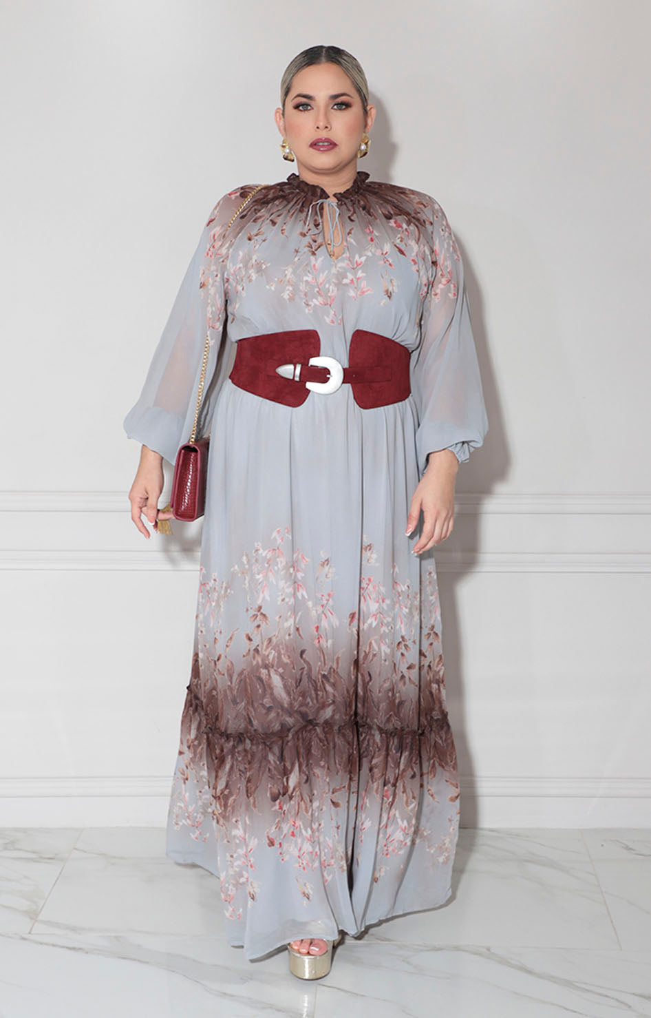Vestido gris con flores - VESTIDO XL Boutiquemirel 