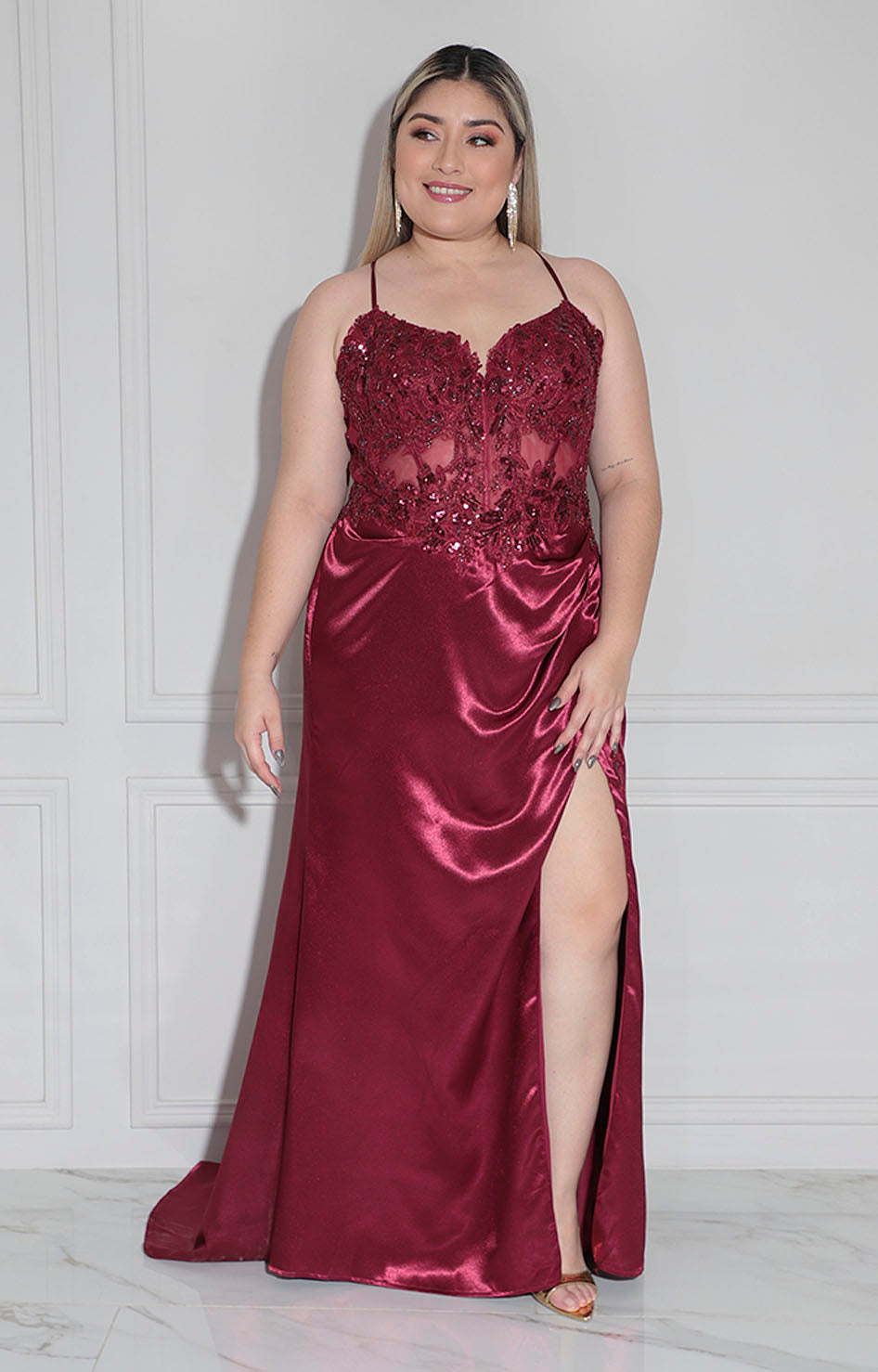 Vestido vino de gala