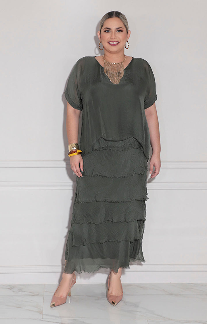 Vestido de seda verde - VESTIDO XL Boutiquemirel 