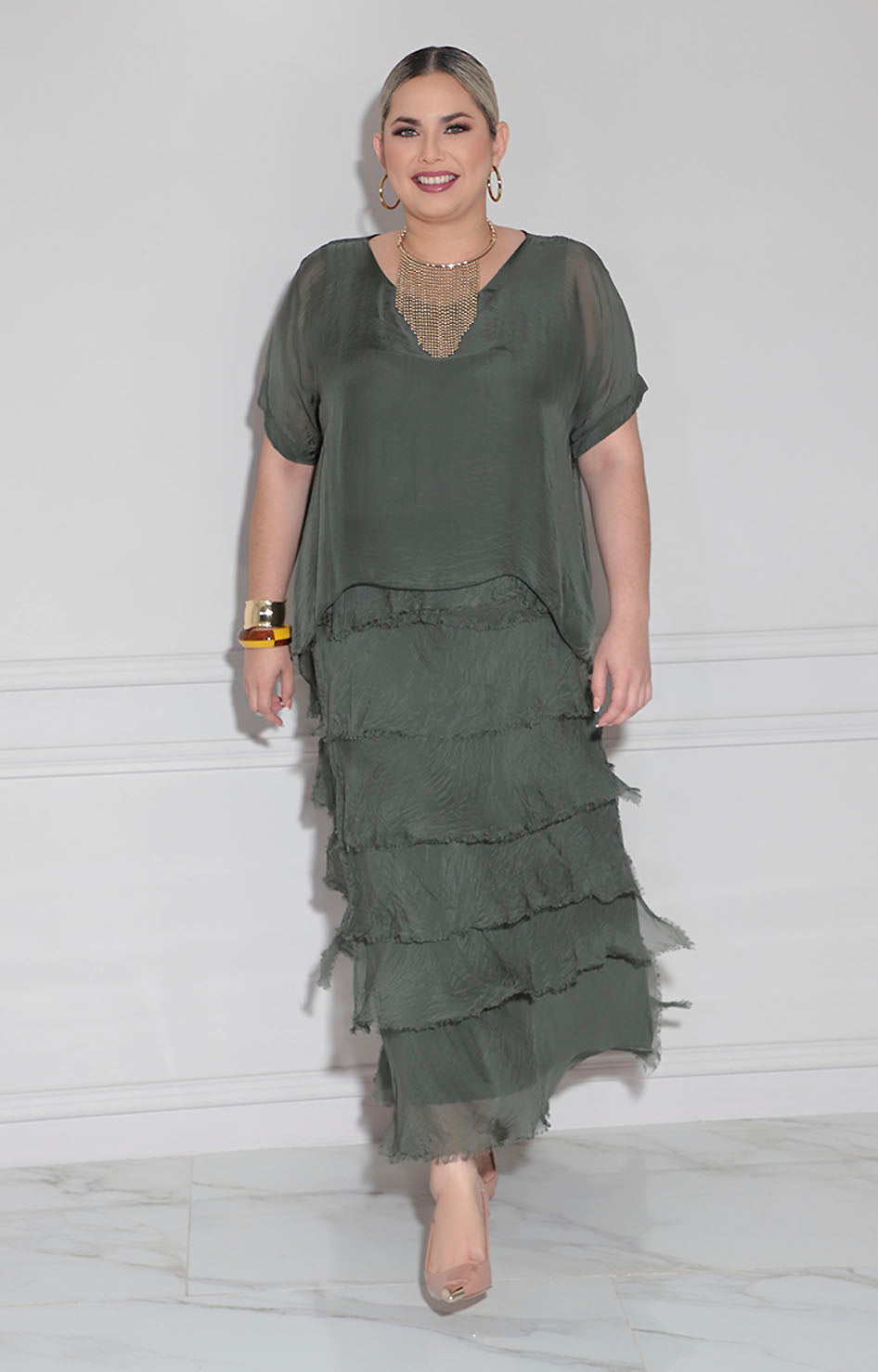 Vestido de seda verde - VESTIDO XL Boutiquemirel 