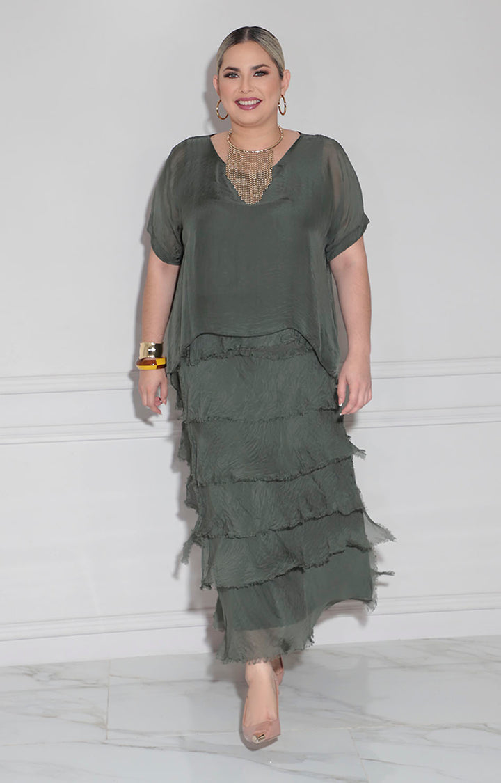 Vestido de seda verde - VESTIDO XL Boutiquemirel 