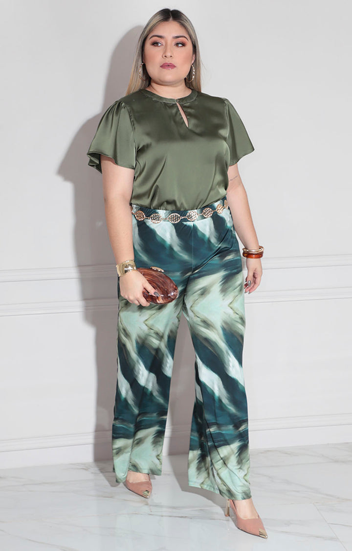 Pantalón verde estampado