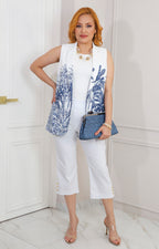 Chaleco sastre con estampado tropical