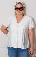 Blusa blanca con bordado - BLUSAS CURVY Boutiquemirel 