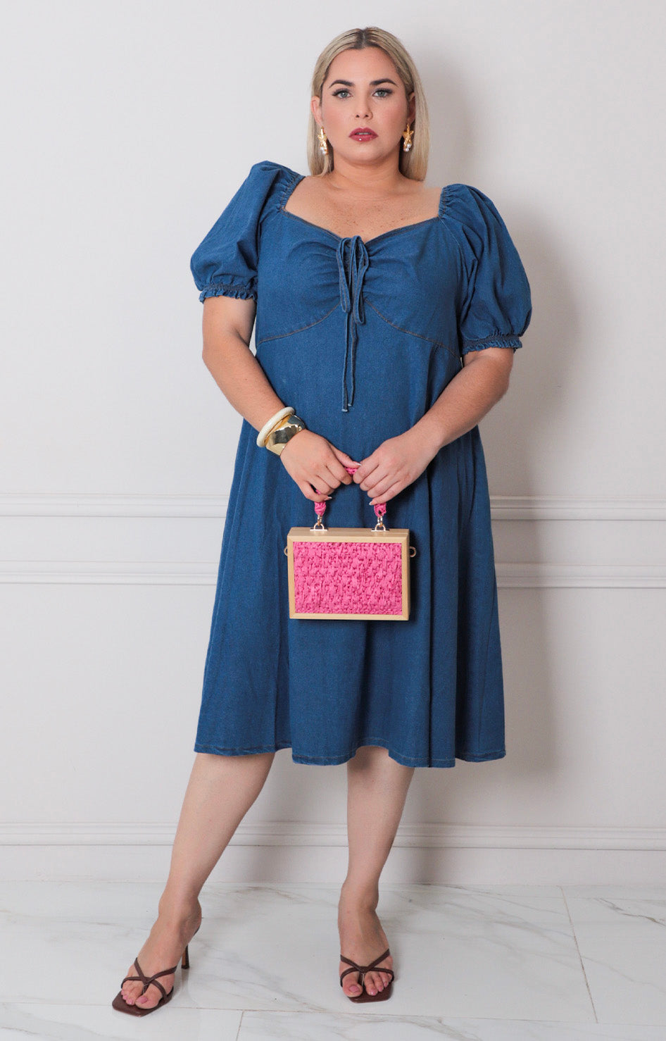 Vestido mangas globo mezclilla - VESTIDO CORTO CURVY Boutiquemirel 