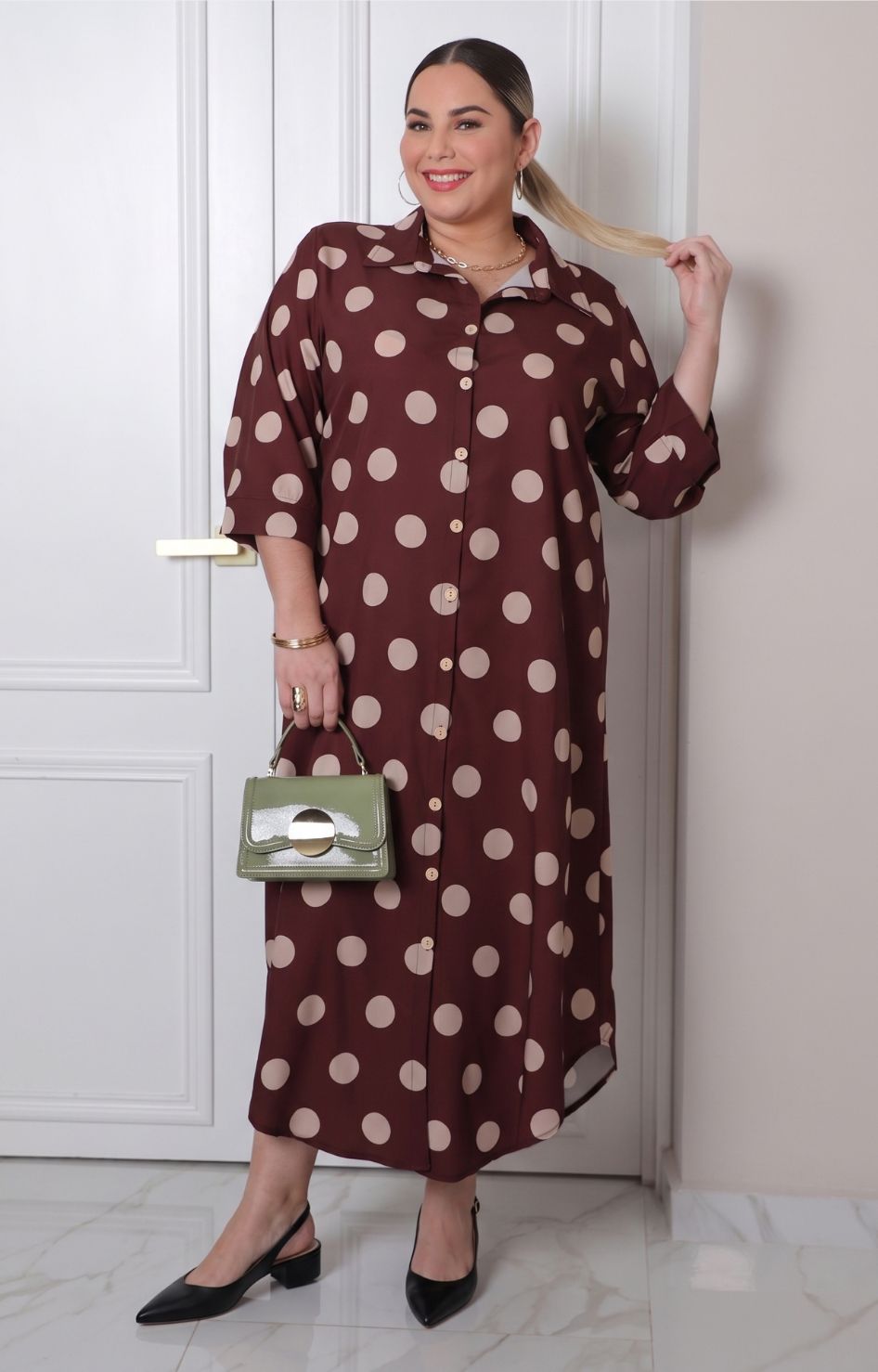 Vestido camisero largo estampado