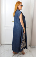 Vestido largo de mezclilla con botones