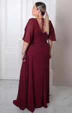 Vestido largo con escote en V drapeado