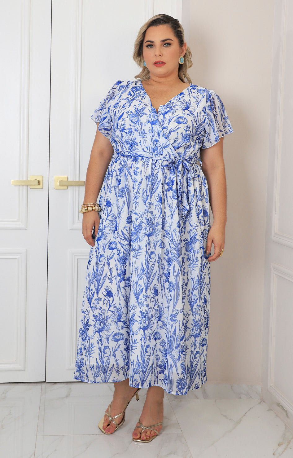 Vestido azul estampado floral
