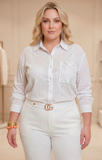Blusa con detalles de encaje - BLUSAS CURVY Boutiquemirel 