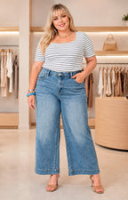 Pantalón de mezclilla claro amplio - PANTALON MEZCLILLA CURVY Boutiquemirel 