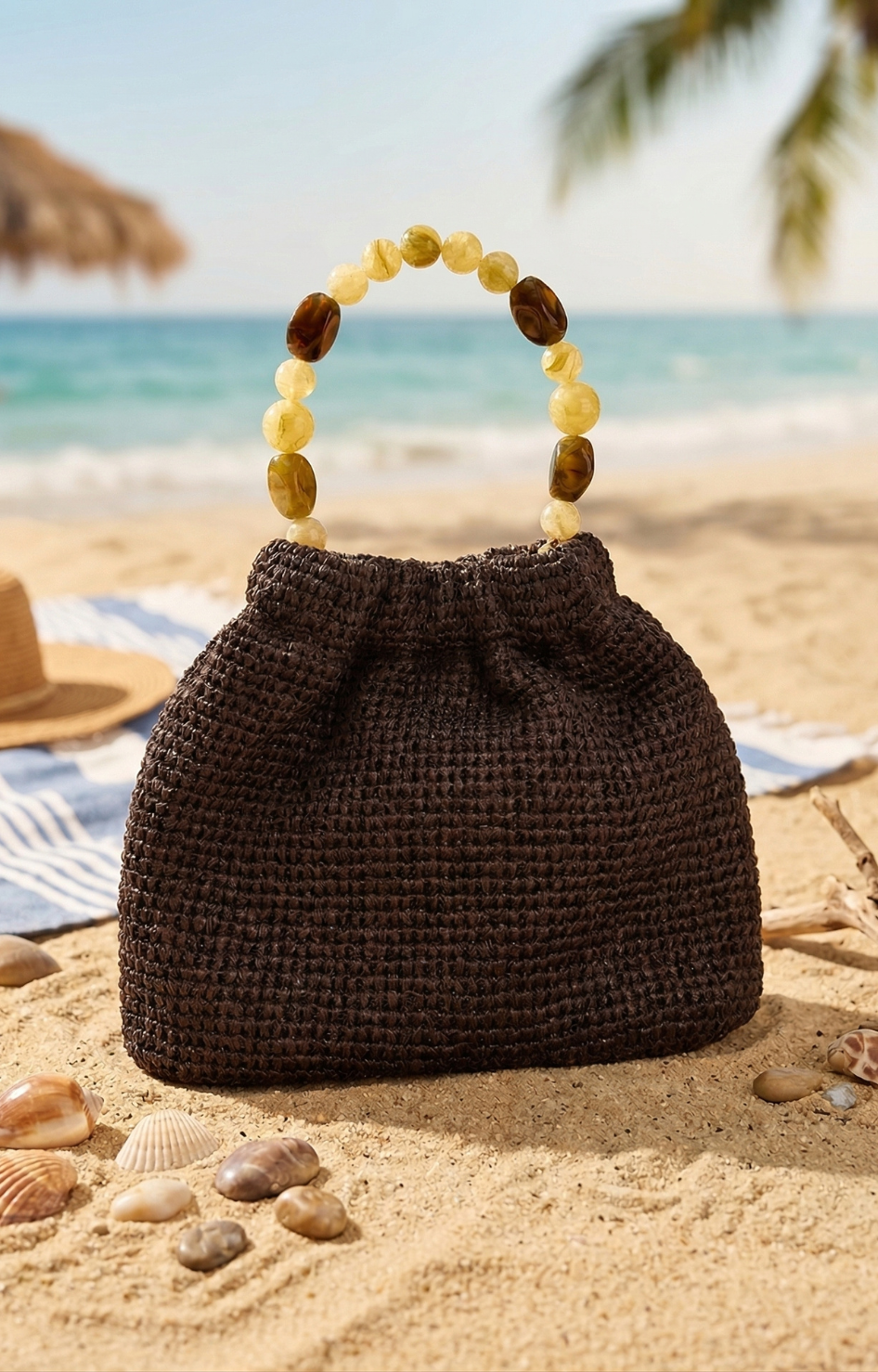 Bolsa tejida con asa de piedras - BOLSAS Boutiquemirel 