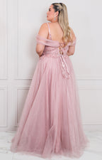 Vestido con corset floral y mangas caídas - VESTIDO LARGO CURVY Boutiquemirel 