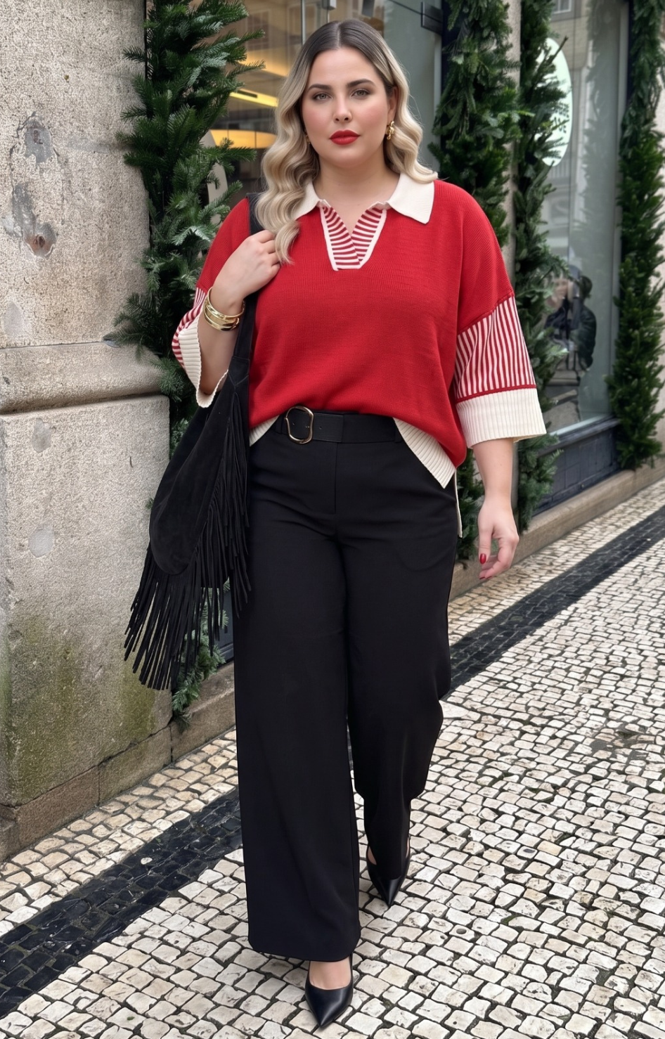 Suéter rojo con cuello